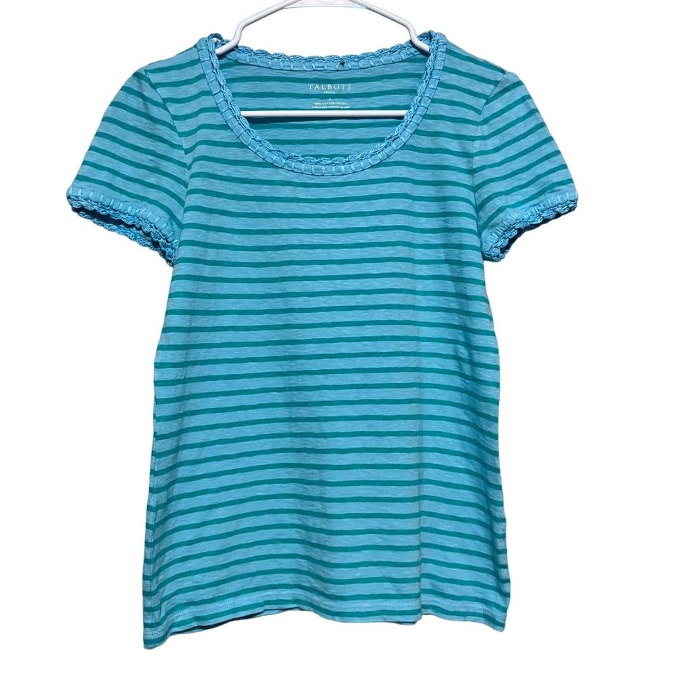 Talbots‎ Womens Striped Short Sleeve Pullover Shirt Top Size Small Petite